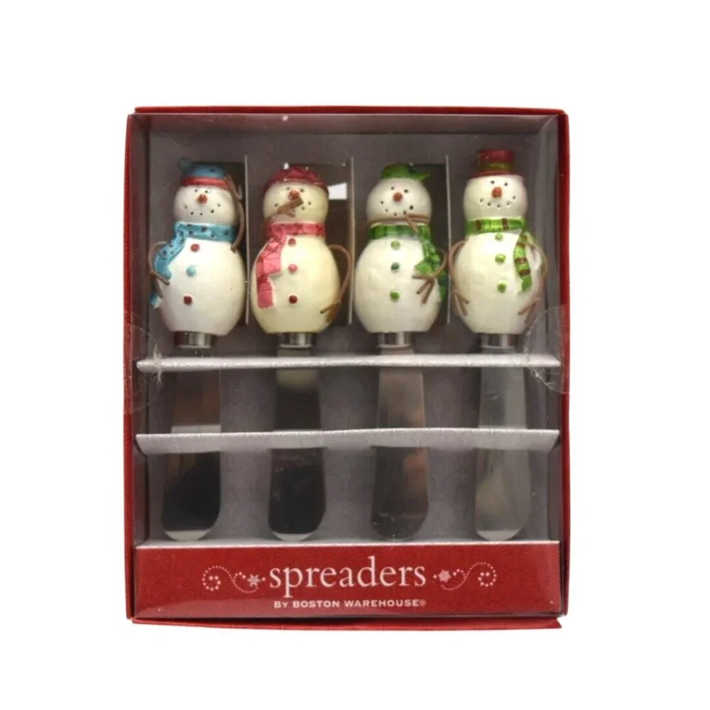 Snowman Themed Spreader Knives Set By Boston Warehouse 4 Pieces